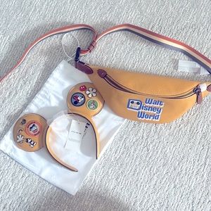 COACH x DISNEY PARIS LEATHER EAR HEADBAND AND MATCHING BELT BAG 💛🇫🇷✨✨ NWT! ✨